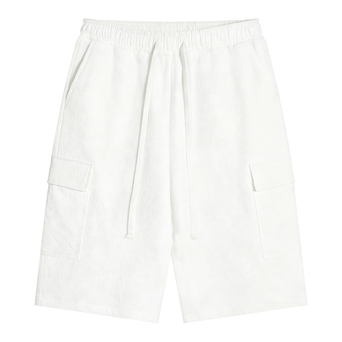 Unisex Drawstring Cargo Shorts in white