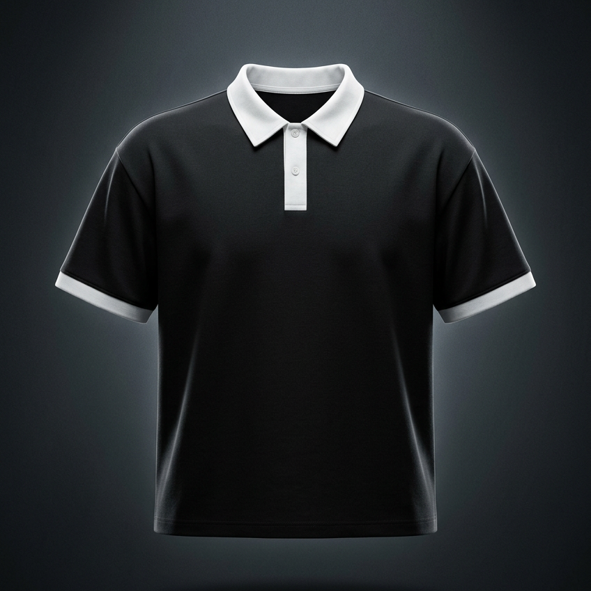Unisex Drop Shoulder Color Block Polo Shirt