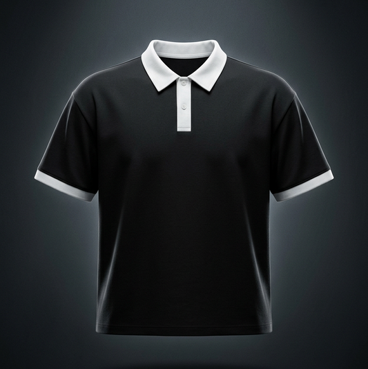 Unisex Drop Shoulder Color Block Polo Shirt