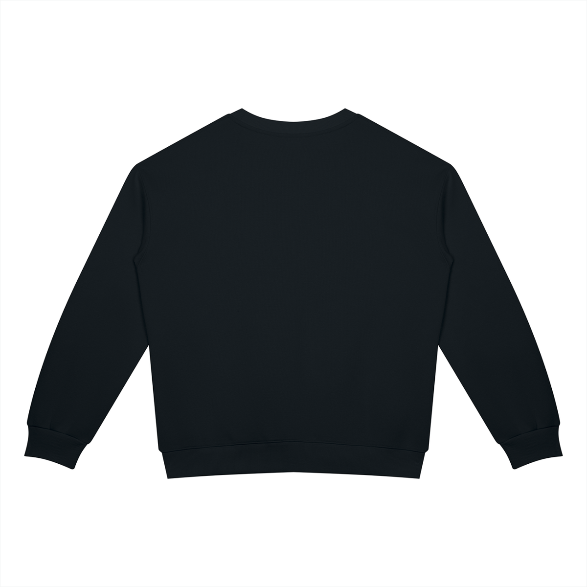 Unisex Drop Shoulder Crewneck Sweatshirt in black, alternate angle
