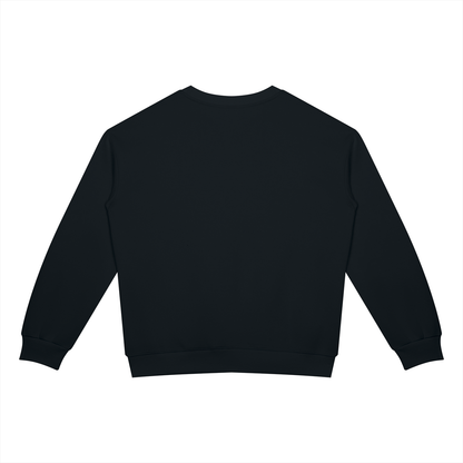 Unisex Drop Shoulder Crewneck Sweatshirt in black, alternate angle