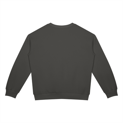 Unisex Drop Shoulder Crewneck Sweatshirt in charcoal gray, alternate angle