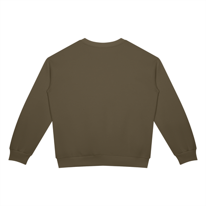 Unisex Drop Shoulder Crewneck Sweatshirt in coffee, alternate angle