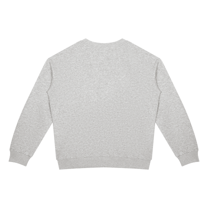 Unisex Drop Shoulder Crewneck Sweatshirt in flower gray, alternate angle
