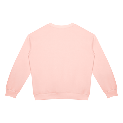 Unisex Drop Shoulder Crewneck Sweatshirt in light pink, alternate angle