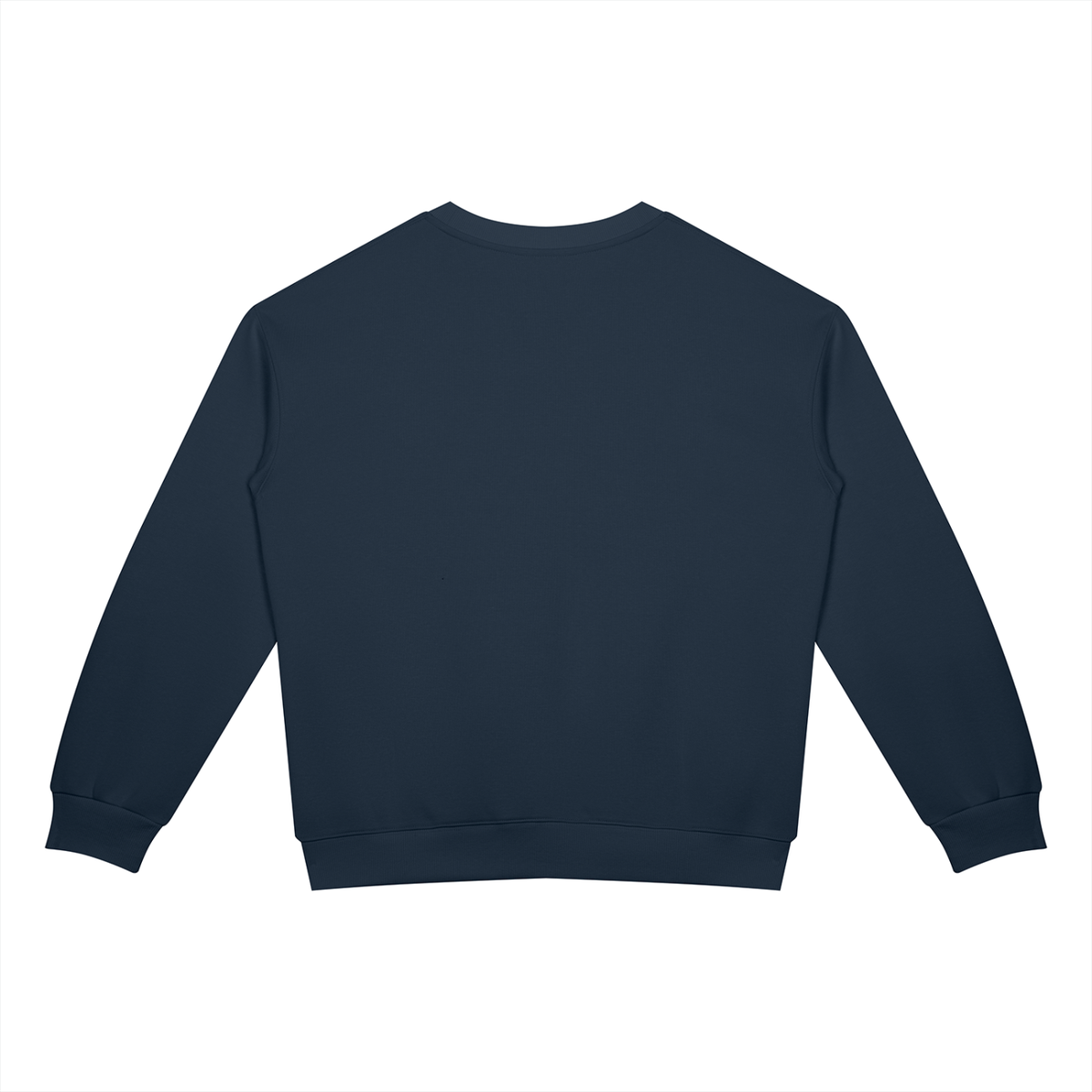 Unisex Drop Shoulder Crewneck Sweatshirt in navy blue, alternate angle