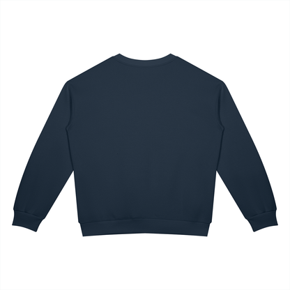 Unisex Drop Shoulder Crewneck Sweatshirt in navy blue, alternate angle