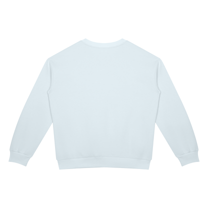 Unisex Drop Shoulder Crewneck Sweatshirt in sky blue, alternate angle