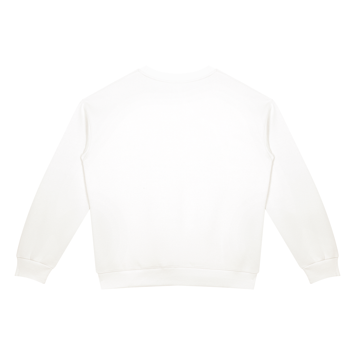 Unisex Drop Shoulder Crewneck Sweatshirt in white, alternate angle
