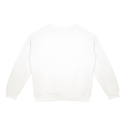 Unisex Drop Shoulder Crewneck Sweatshirt in white, alternate angle