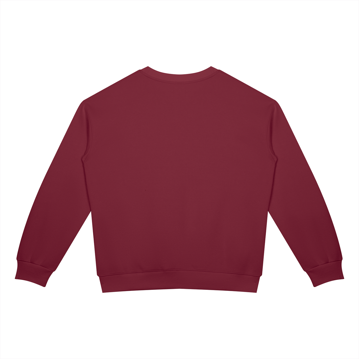 Unisex Drop Shoulder Crewneck Sweatshirt in wine red, alternate angle