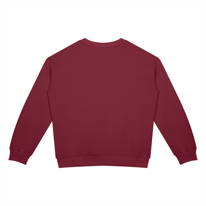 Unisex Drop Shoulder Crewneck Sweatshirt in wine red, alternate angle