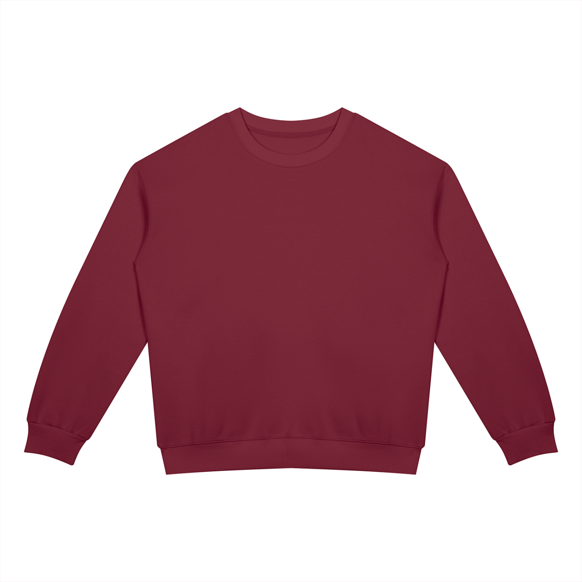 Unisex Drop Shoulder Crewneck Sweatshirt in wine red