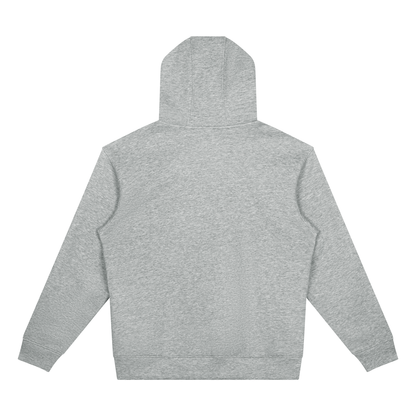 Unisex Drop Shoulder Full Zip Hoodie in flower gray, alternate angle
