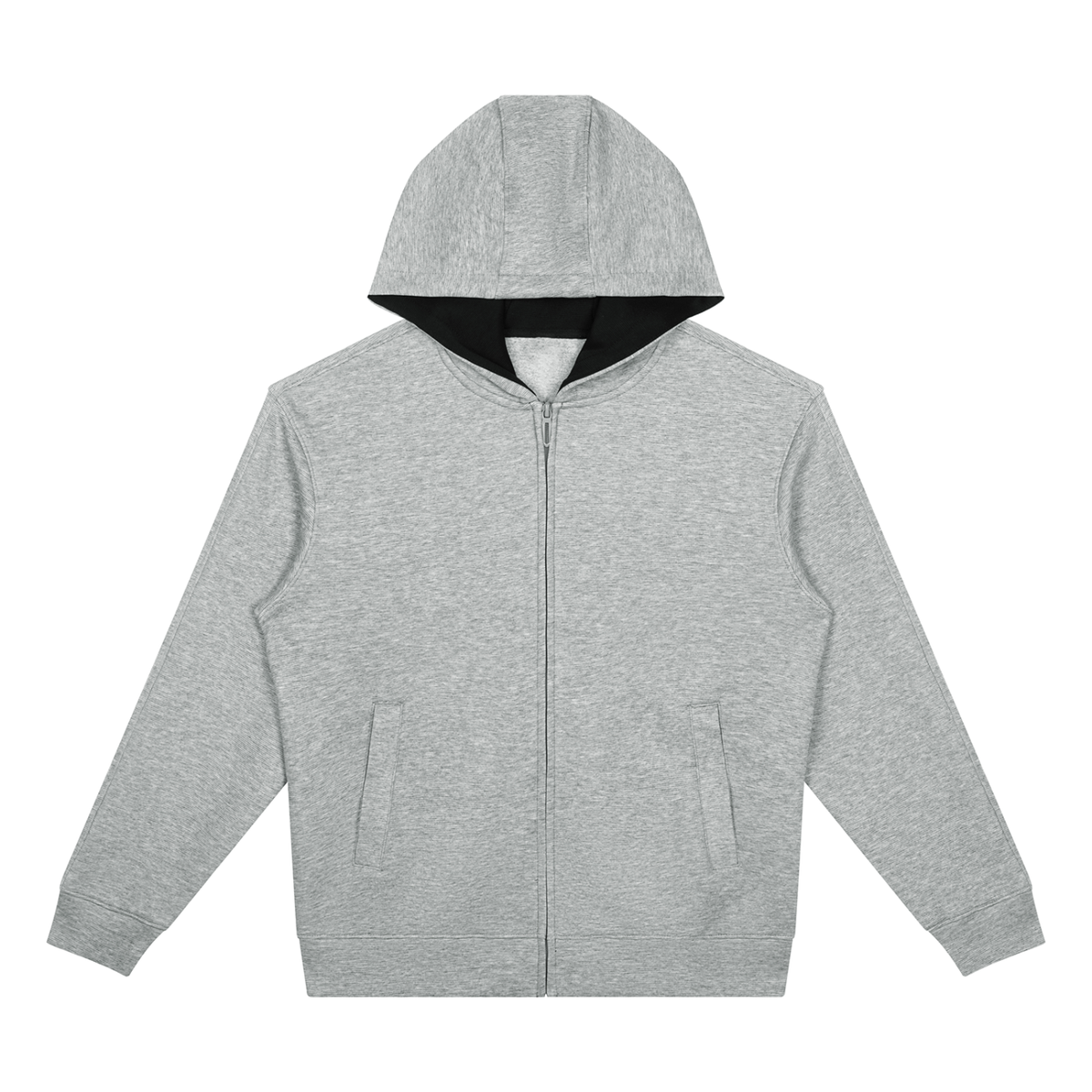 Unisex Drop Shoulder Full Zip Hoodie in flower gray