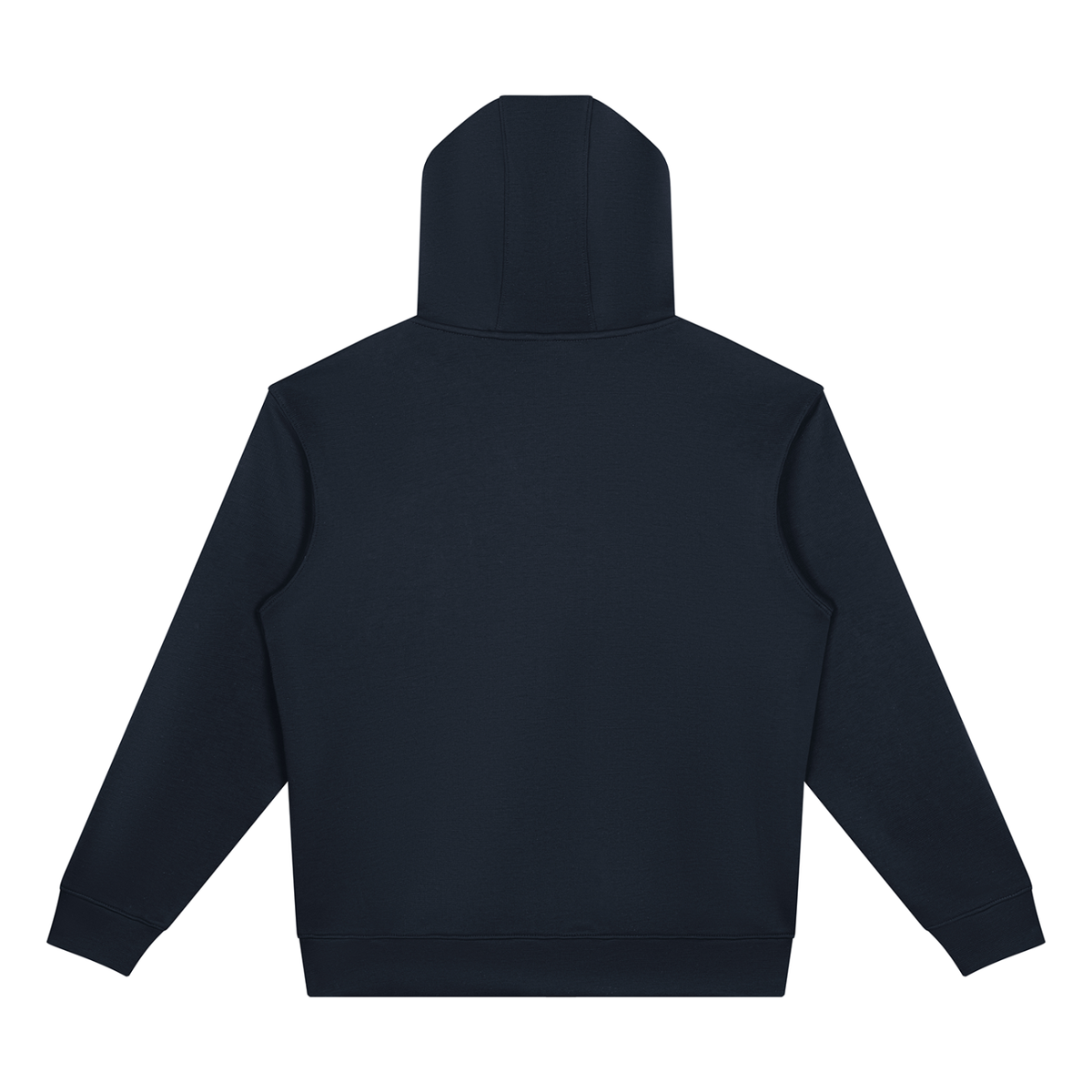Unisex Drop Shoulder Full Zip Hoodie in navy blue, alternate angle