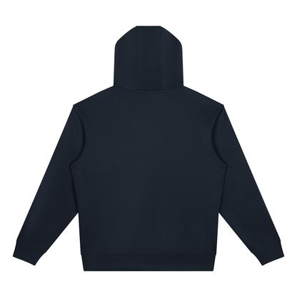 Unisex Drop Shoulder Full Zip Hoodie in navy blue, alternate angle