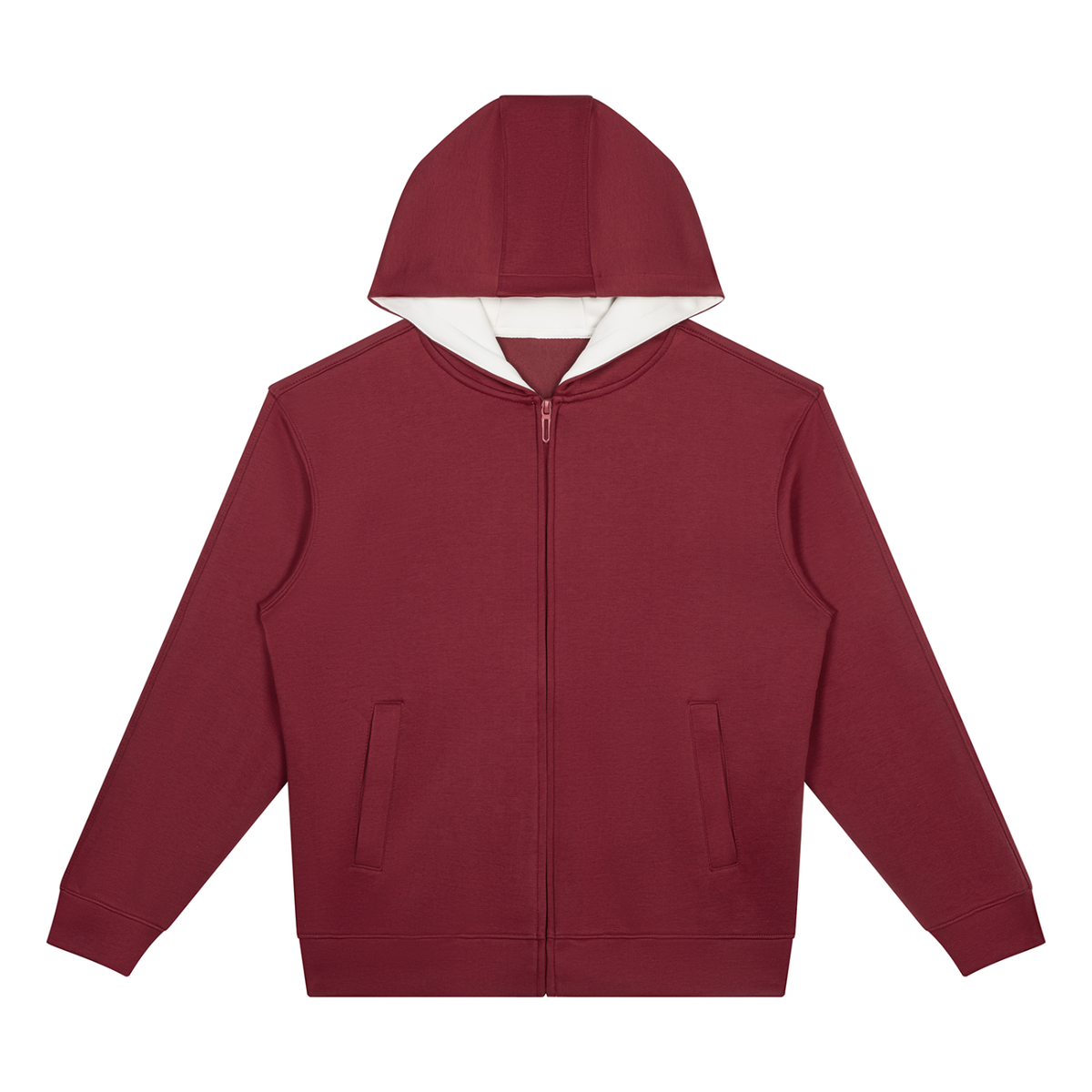 Unisex Drop Shoulder Full Zip Hoodie in red