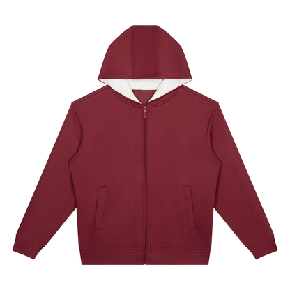 Unisex Drop Shoulder Full Zip Hoodie in red