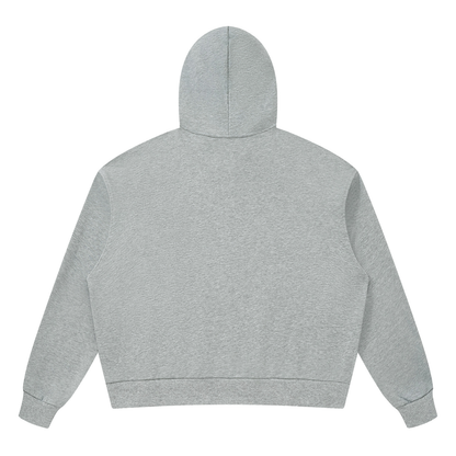 Unisex Drop Shoulder Hoodie in flower gray, alternate angle