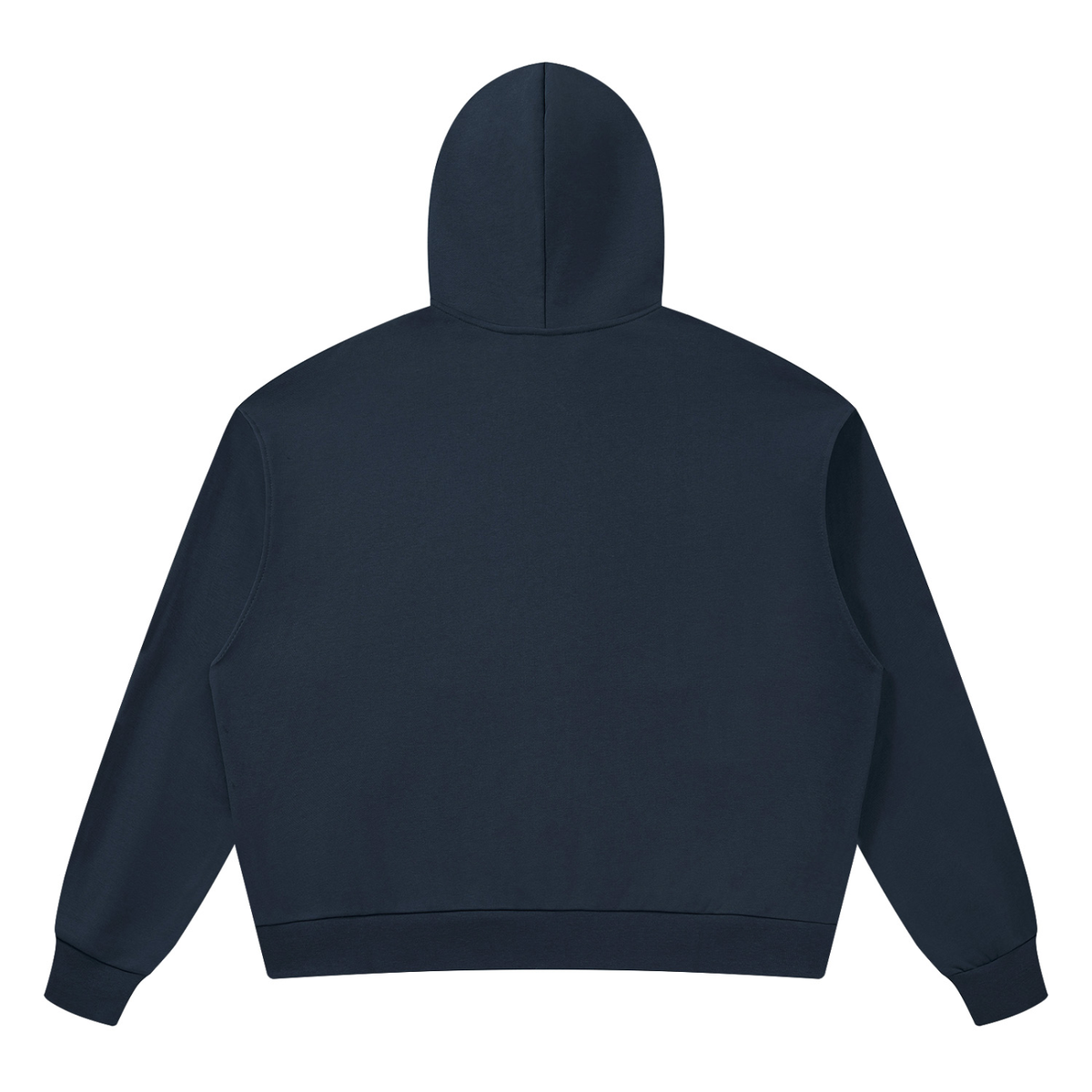 Unisex Drop Shoulder Hoodie in navy blue, alternate angle