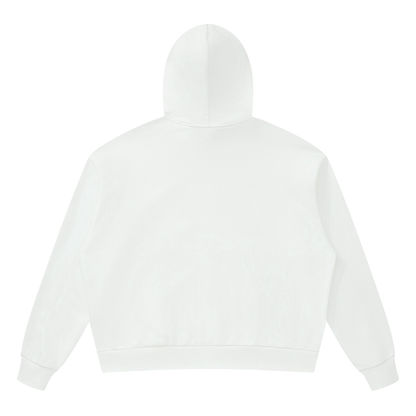 Unisex Drop Shoulder Hoodie in white, alternate angle