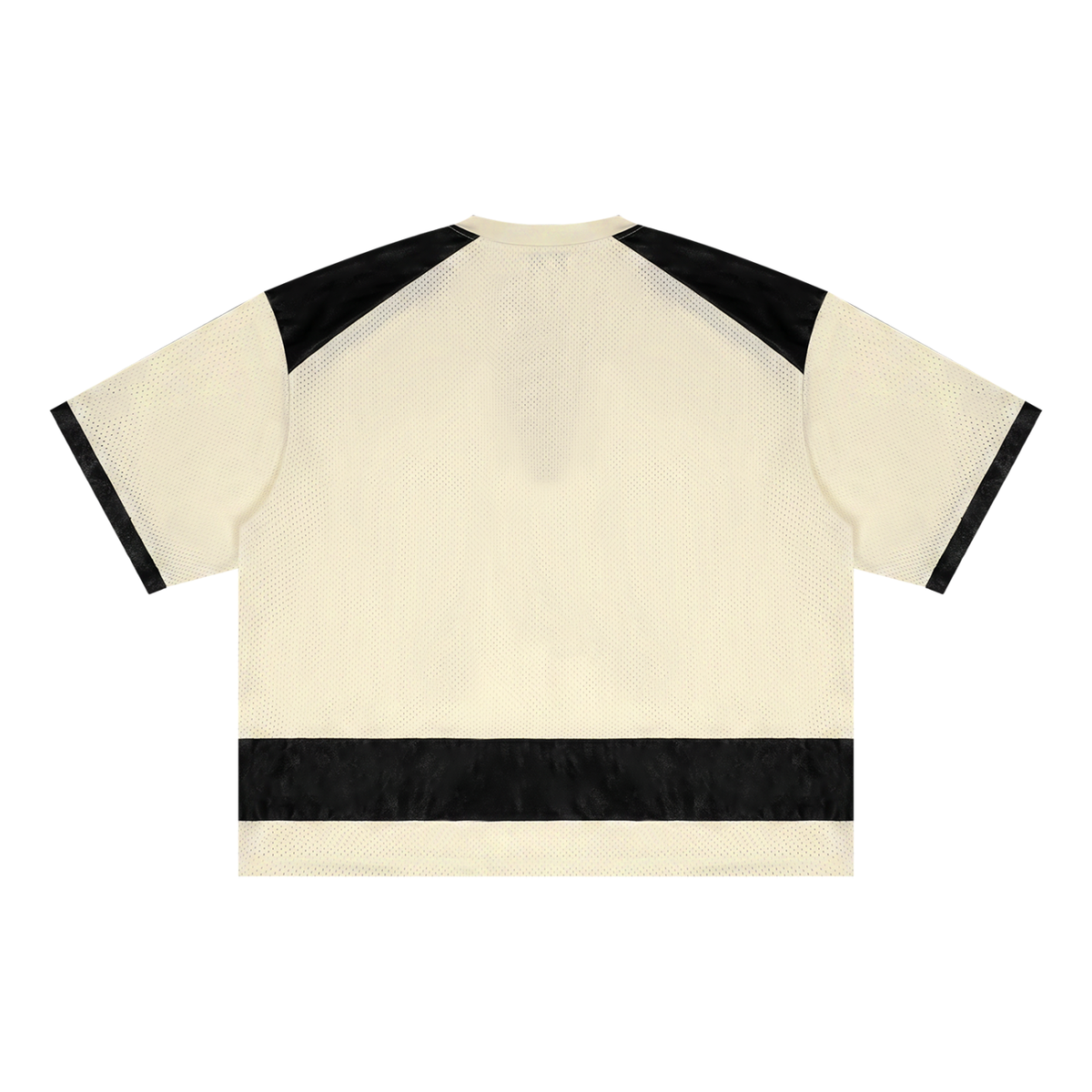 Unisex Drop Shoulder Mesh Boxy T-Shirt in apricot with black, alternate angle