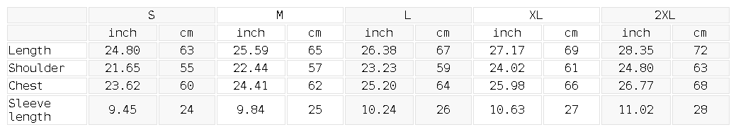 Size chart for the Unisex Drop Shoulder Mesh Boxy T-Shirt