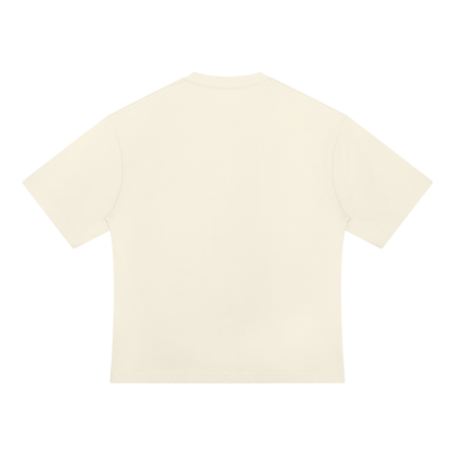 Unisex Drop Shoulder Oversized Cotton T-Shirt in apricot, alternate angle