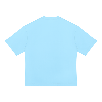 Unisex Drop Shoulder Oversized Cotton T-Shirt in blue, alternate angle