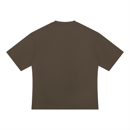 Unisex Drop Shoulder Oversized Cotton T-Shirt in coffee, alternate angle