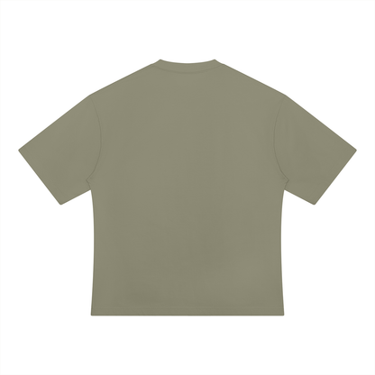 Unisex Drop Shoulder Oversized Cotton T-Shirt in gray green, alternate angle