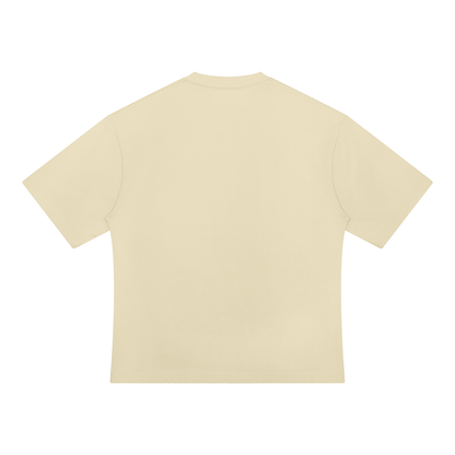 Unisex Drop Shoulder Oversized Cotton T-Shirt in khaki, alternate angle