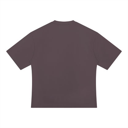 Unisex Drop Shoulder Oversized Cotton T-Shirt in purple, alternate angle