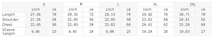 Size chart for the Unisex Drop Shoulder Oversized Cotton T-Shirt