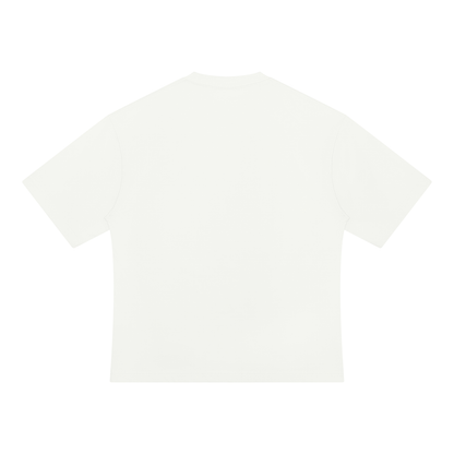 Unisex Drop Shoulder Oversized Cotton T-Shirt in white, alternate angle