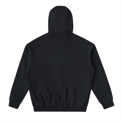 Unisex Drop-Shoulder Zip Up Hoodie in black, alternate angle