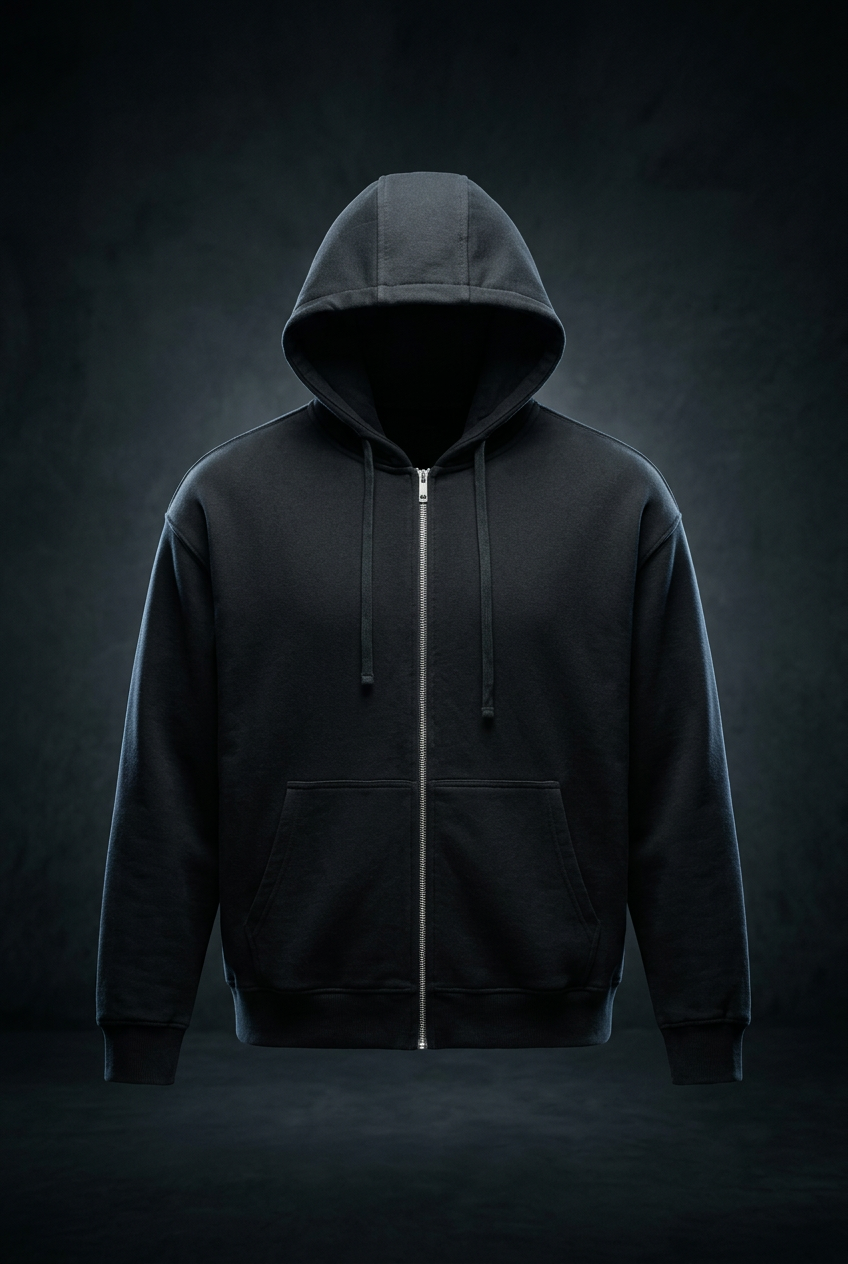Unisex Drop-Shoulder Zip Up Hoodie