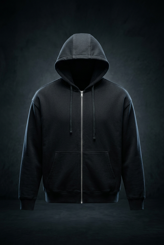 Unisex Drop-Shoulder Zip Up Hoodie