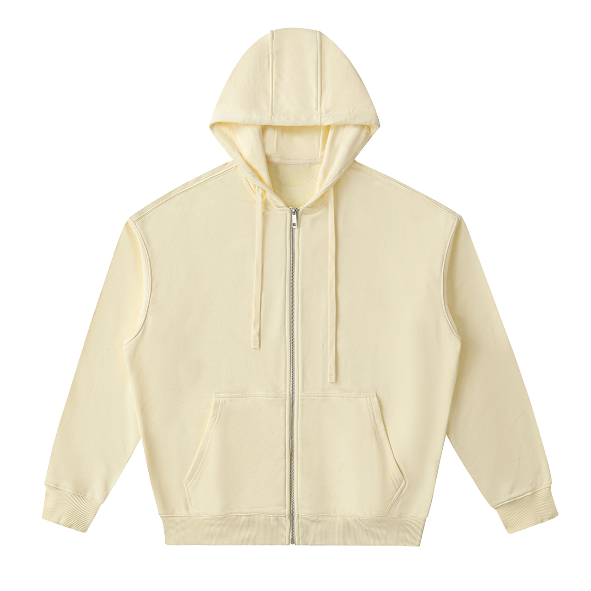 Unisex Drop-Shoulder Zip Up Hoodie in mild apricot