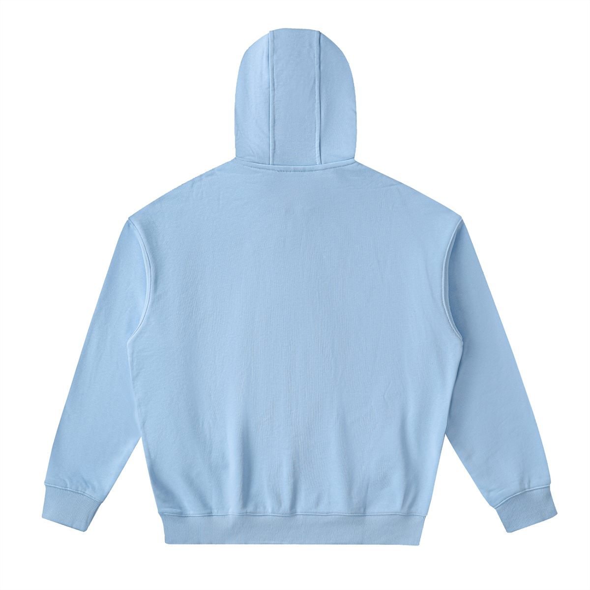 Unisex Drop-Shoulder Zip Up Hoodie in sky blue, alternate angle