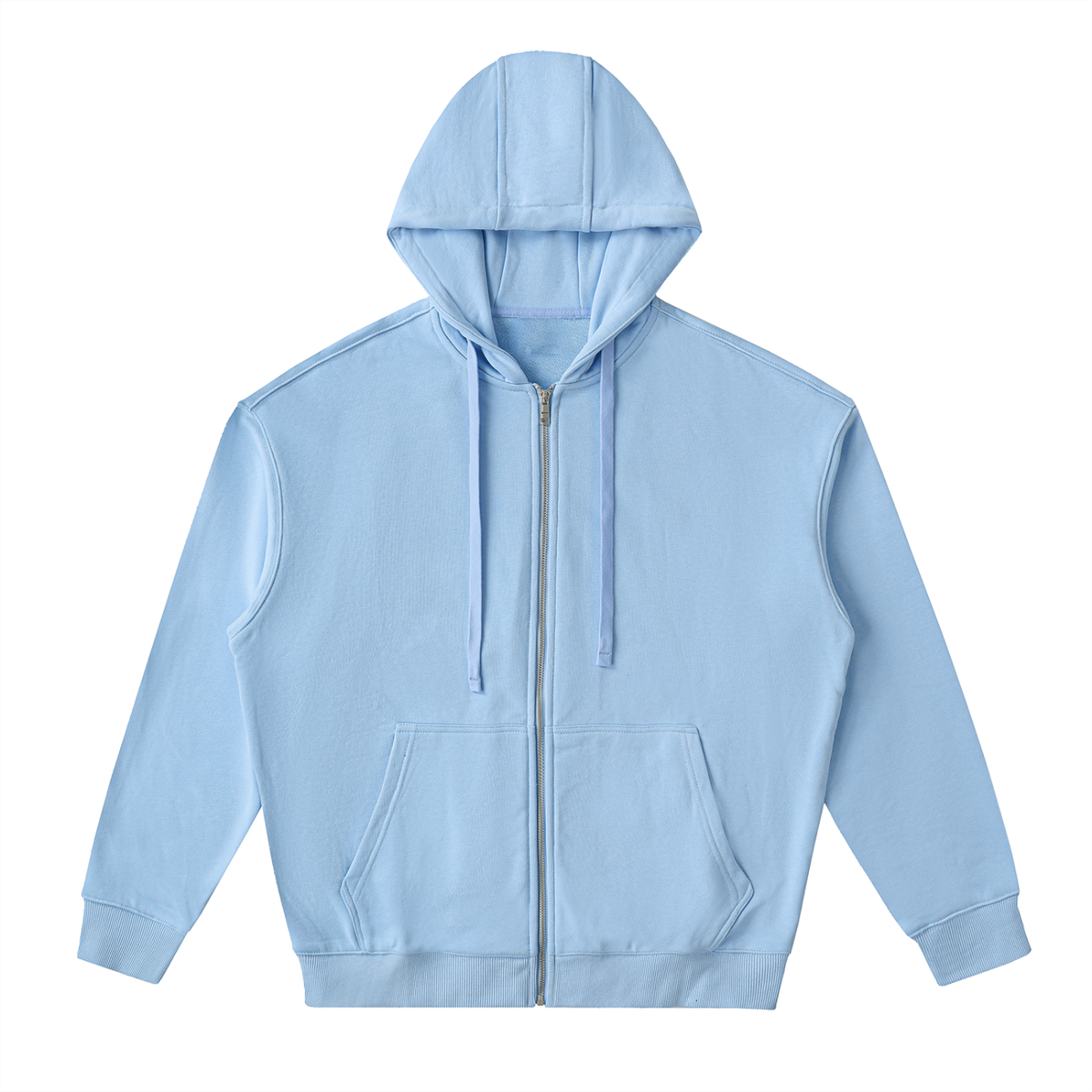 Unisex Drop-Shoulder Zip Up Hoodie in sky blue