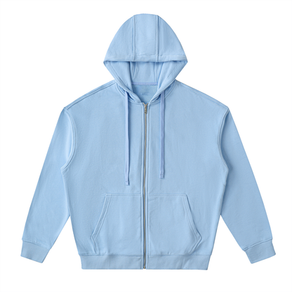 Unisex Drop-Shoulder Zip Up Hoodie in sky blue