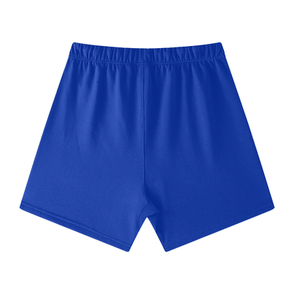 Unisex Earth Tone Cotton Shorts in colorful blue, alternate angle