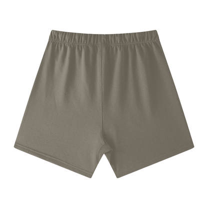 Unisex Earth Tone Cotton Shorts in gray camel, alternate angle