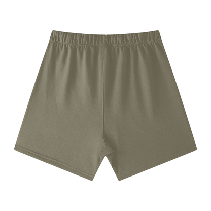 Unisex Earth Tone Cotton Shorts in gray green, alternate angle