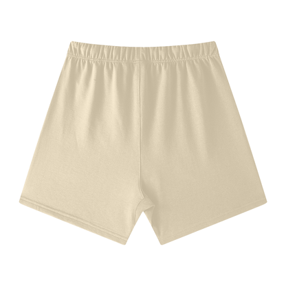 Unisex Earth Tone Cotton Shorts in milk tea, alternate angle