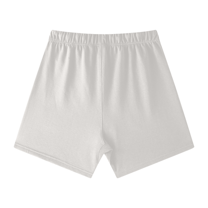 Unisex Earth Tone Cotton Shorts in oat gray, alternate angle