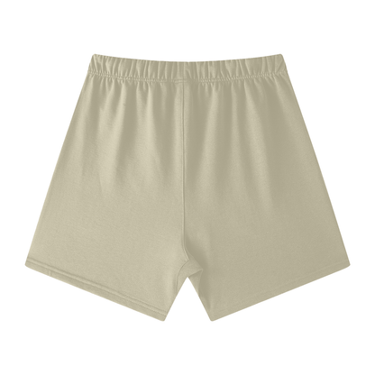 Unisex Earth Tone Cotton Shorts in sand color, alternate angle