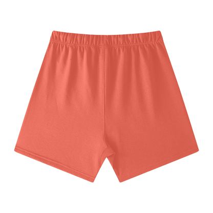 Unisex Earth Tone Cotton Shorts in watermalon red, alternate angle